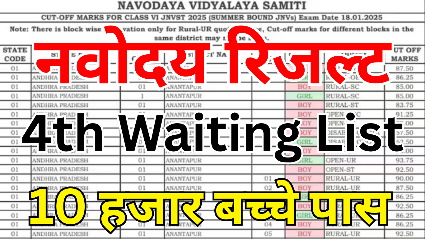 बड़ी खबर! Navodaya की 4th लिस्ट जारी