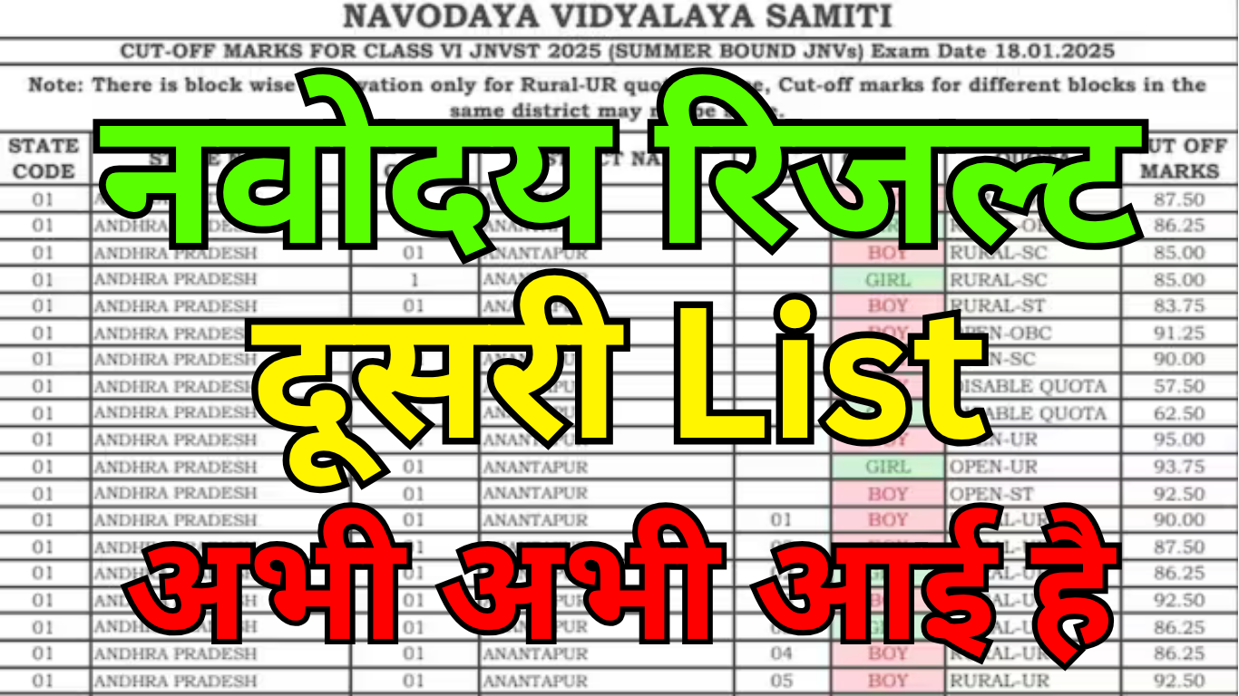 Navodaya वेटिंग लिस्ट आ गई