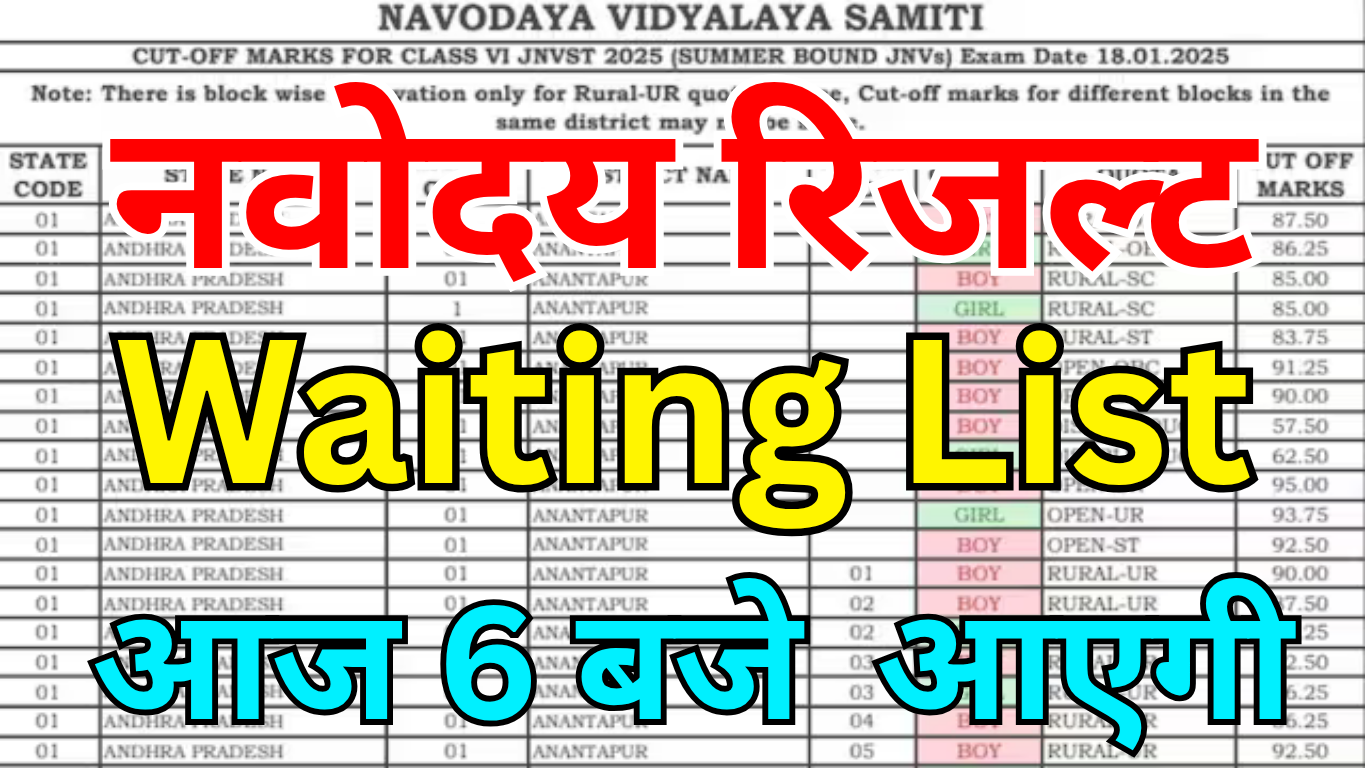 Navodaya Waiting List से Admission Process की शुरुआत