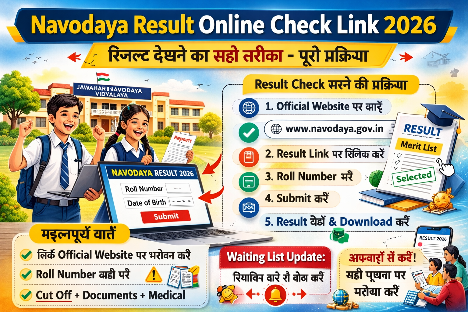 Navodaya Result 2026 Full Details: पूरी जानकारी, रिजल्ट प्रक्रिया, मेरिट लिस्ट और आगे का रास्ता