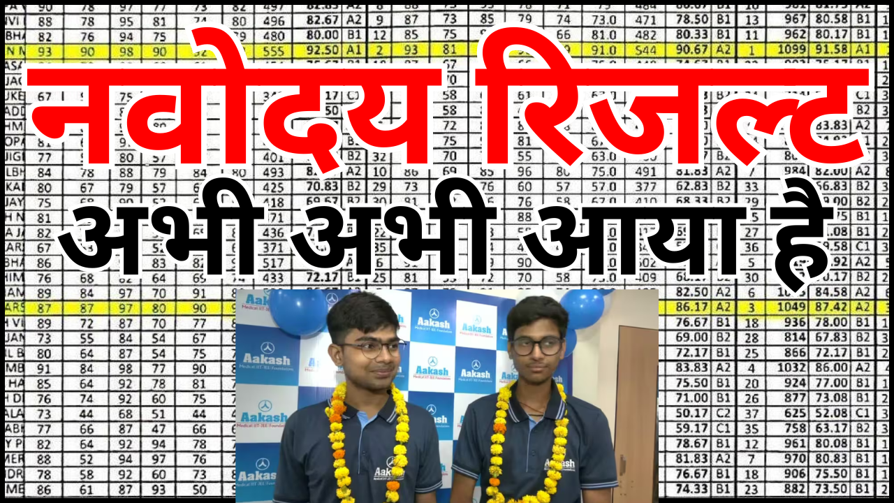Navodaya Vidyalaya Result 2026 Roll Number Wise